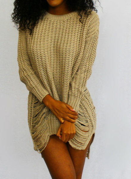 Shredded Sweater Dress DESEO Shredded Sweater Dress DESEO